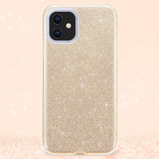 iPhone 12 Mini Hoesje - Goud - Glitter Back Cover