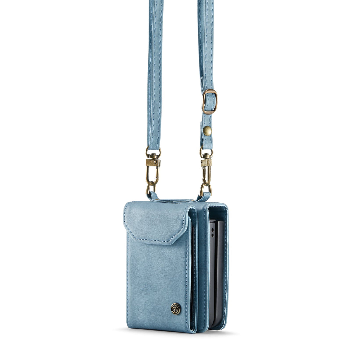 Samsung Galaxy Z Flip 7 Case - Aqua Blue - Wallet Case with Phone Strap