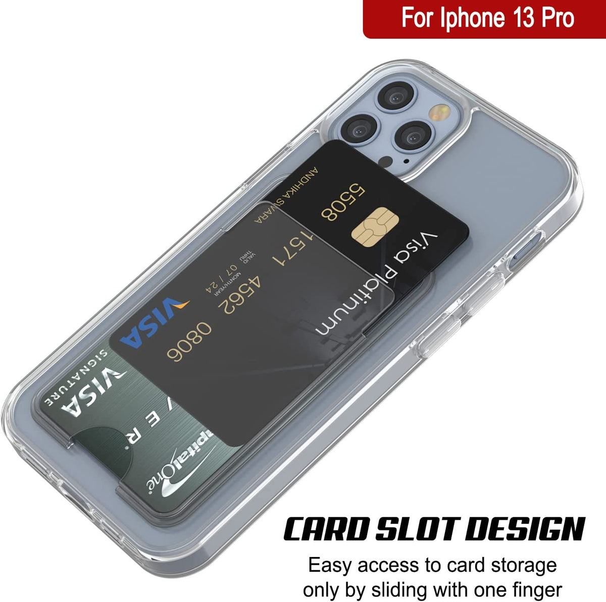 iPhone 13 Pro Hoesje - Transparant - Siliconen Back Cover met Pasjeshouder