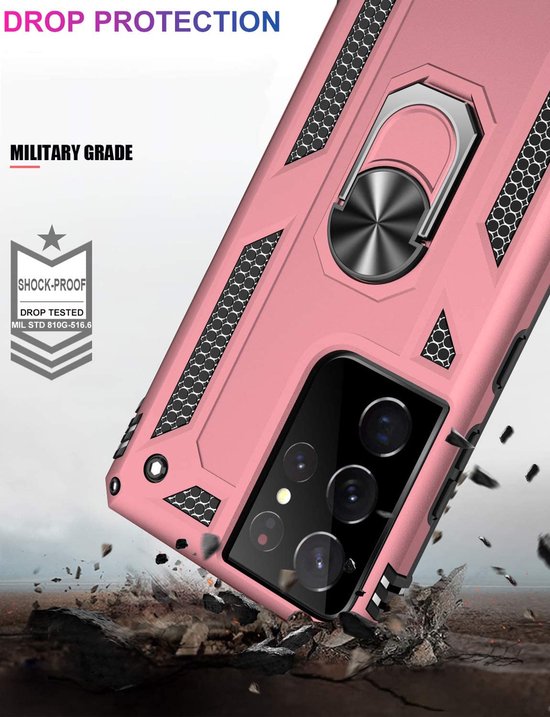 Samsung Galaxy S22 Ultra Case - Rose Gold - Armor Kickstand Back Cover