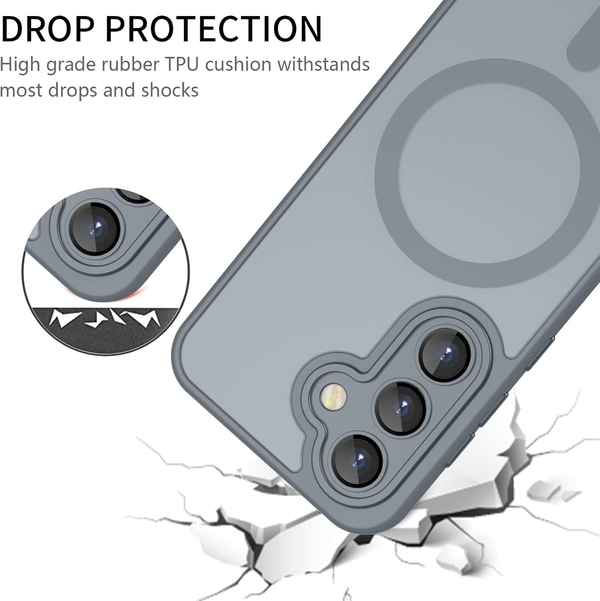 Samsung Galaxy S26 Plus Hülle - Grau - Matte Armor MagSafe Backcover mit Fallschutz