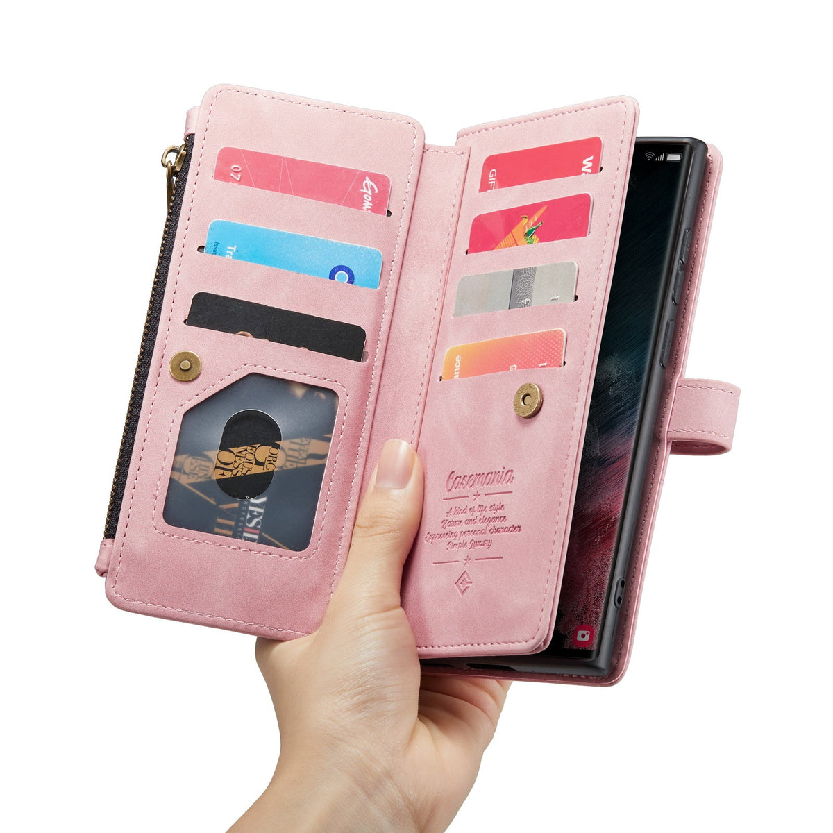 Samsung Galaxy S25 Ultra Case - Pale Pink - Luxury Wallet Case with Zipper