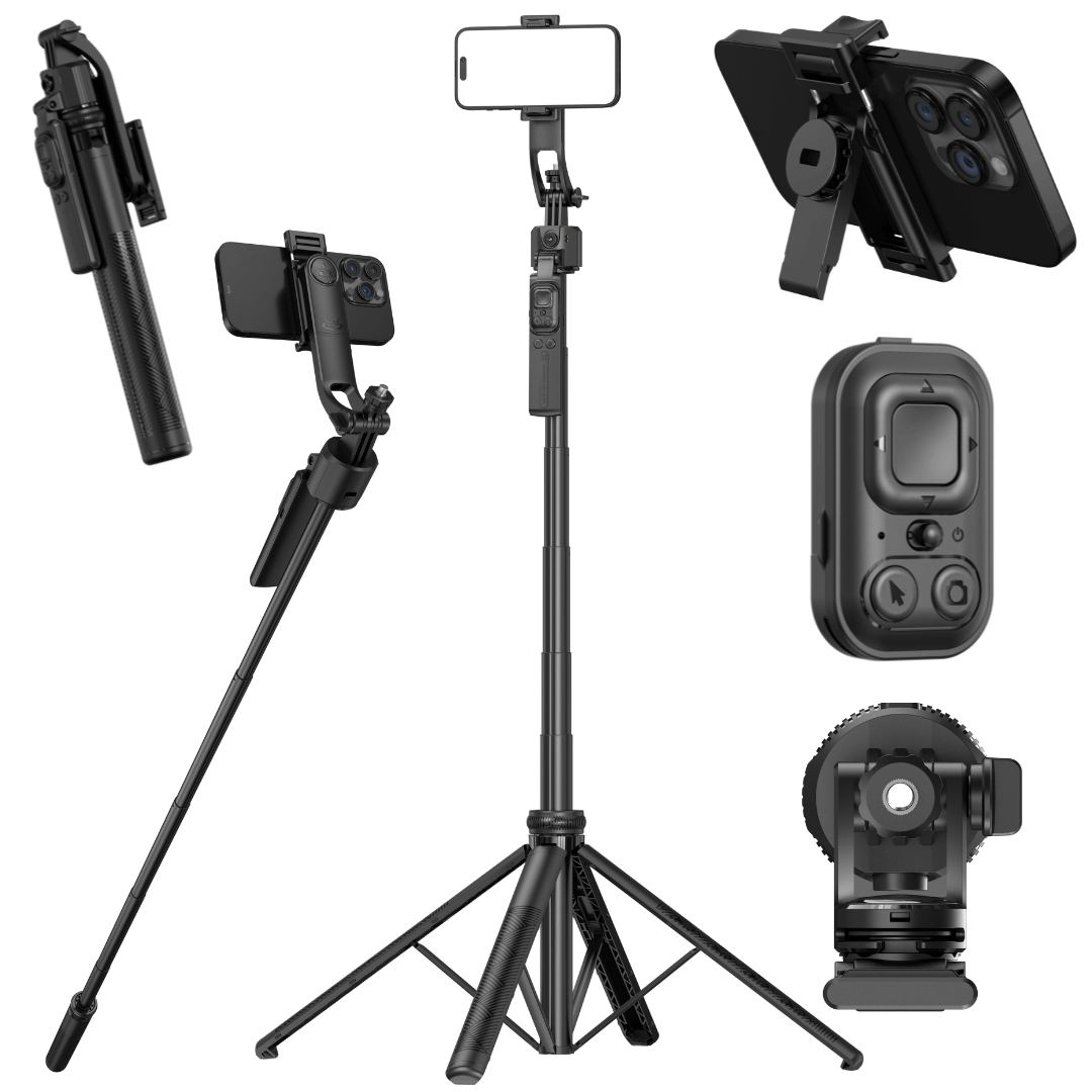 AI Telefoon Statief met Face Tracking, 360° rotatie en Bluetooth, ideaal voor content creators.