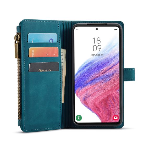 Samsung Galaxy A53 5G Case - Emerald Green - Luxury Wallet Case with Zipper