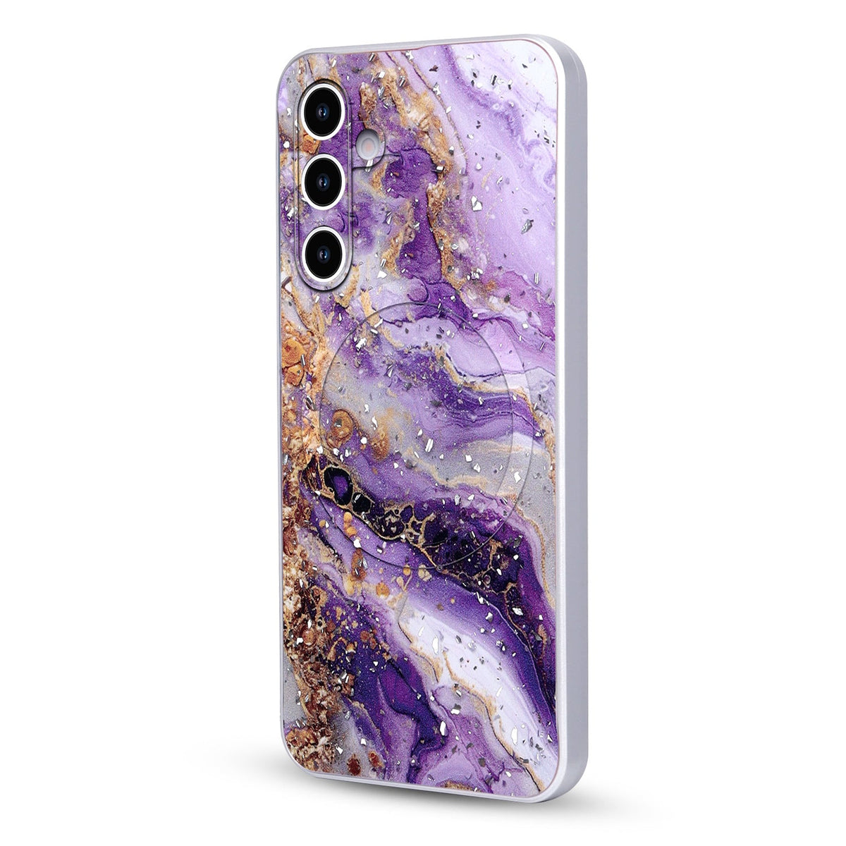 Samsung Galaxy A17 5G Hülle - Lila - Marmor Glitzer MagSafe Backcover