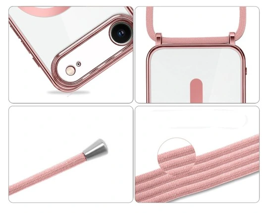Apple iPhone Air Hoesje - Roze - Siliconen MagSafe Back Cover met Telefoonkoord