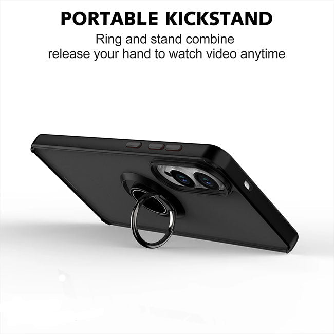 Samsung Galaxy S25 Edge Hoesje - Zwart - Kickstand Ring Back Cover