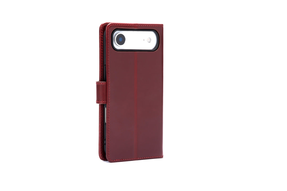 Apple iPhone Air Case - Burgundy Red - Genuine Leather Wallet Case