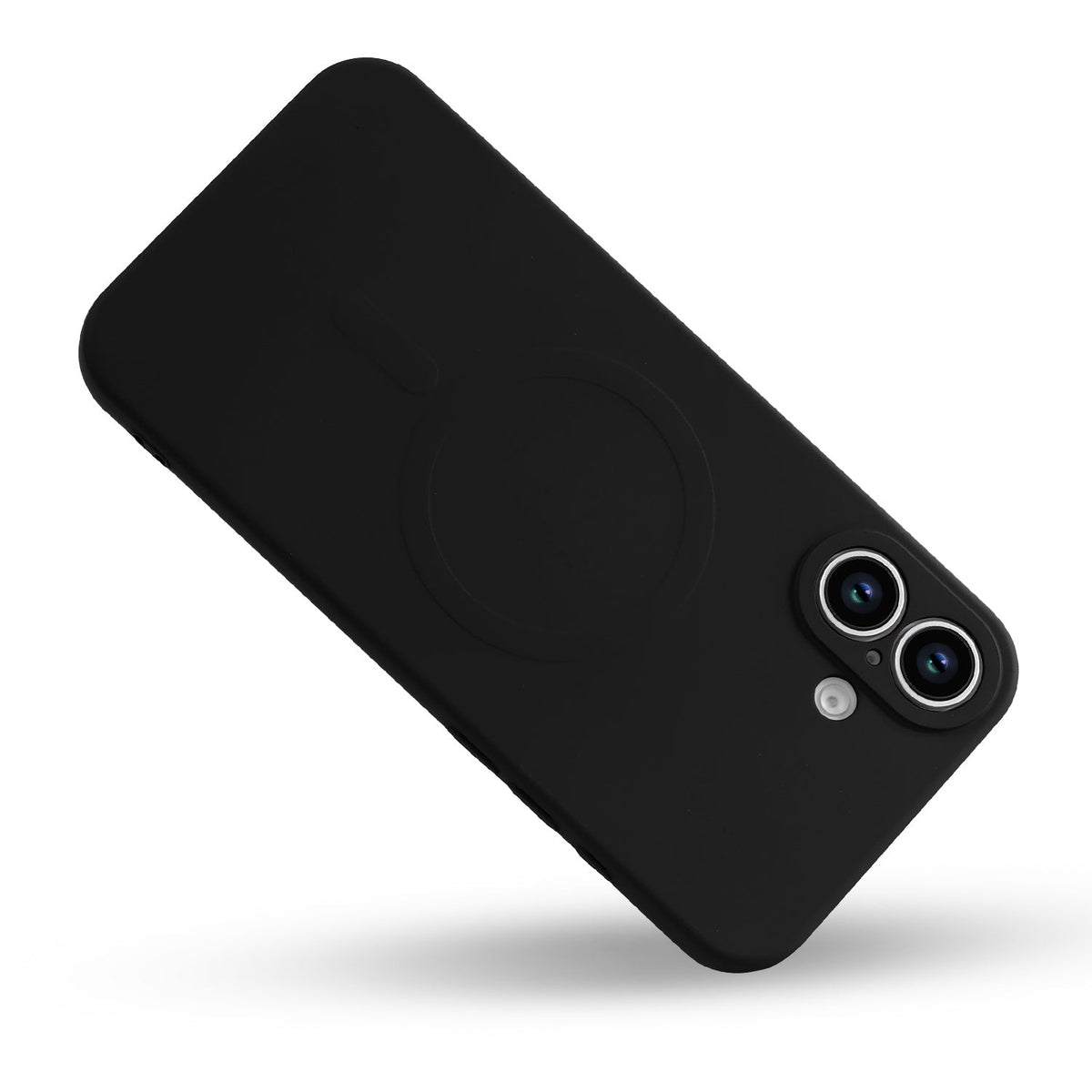 Apple iPhone 16 Hoesje - Zwart - Liquid Siliconen MagSafe Back Cover met Magneetring