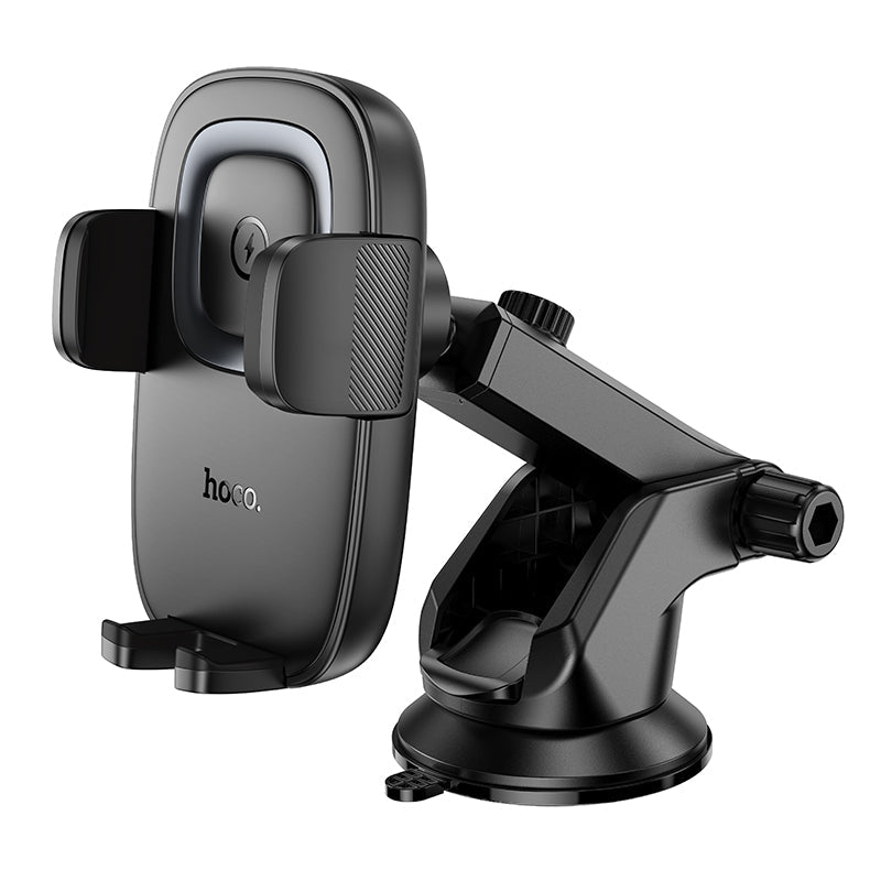 Hoco Phone Holder with Suction Cup & Wireless Charging - Universal Car Phone Holder with Clamp