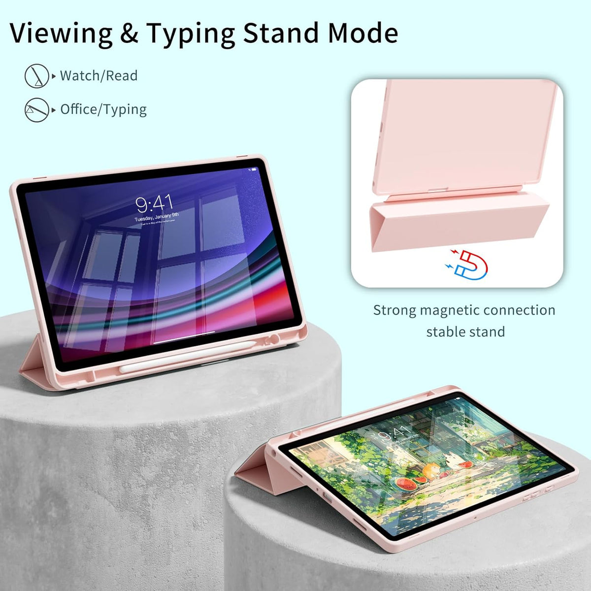 Samsung Galaxy Tab A9 Plus Tablethoes - Roze - Smart Cover