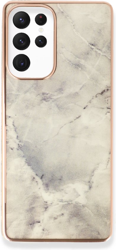 Samsung Galaxy S24 Ultra Hoesje - Steen - Siliconen Marmer Back Cover