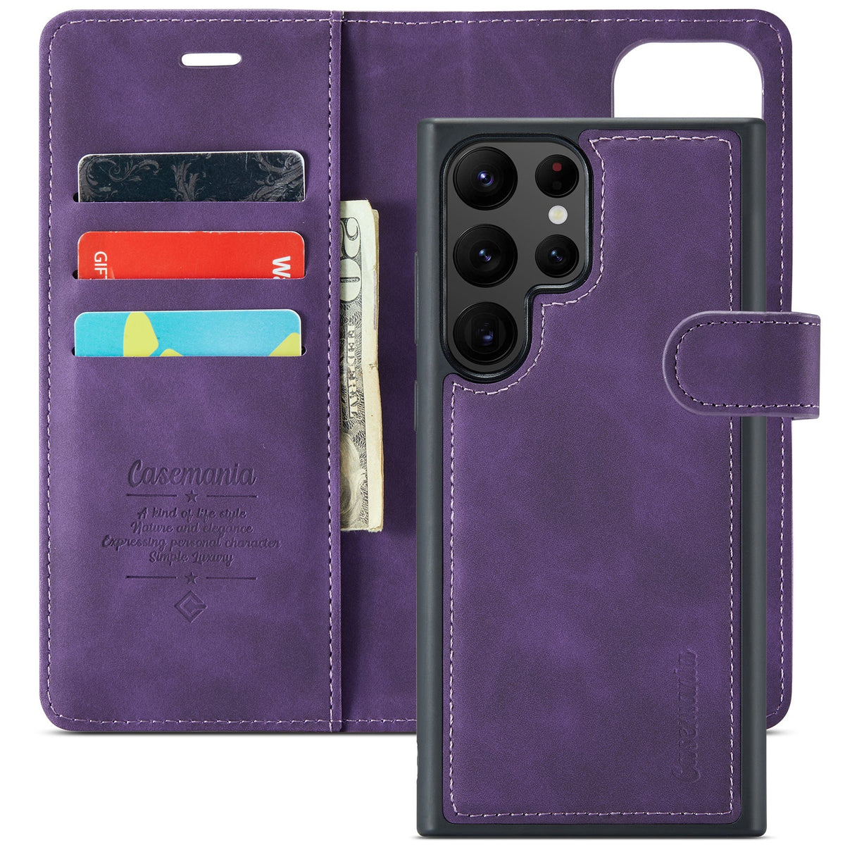Samsung Galaxy S22 Ultra Case - Dark Purple - 2-in-1 Wallet Case