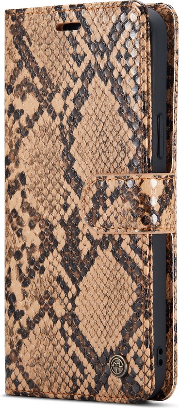 Apple iPhone 13 Pro Hülle - Beige - Luxus Schlangenprint Klapphülle mit Kartenfach