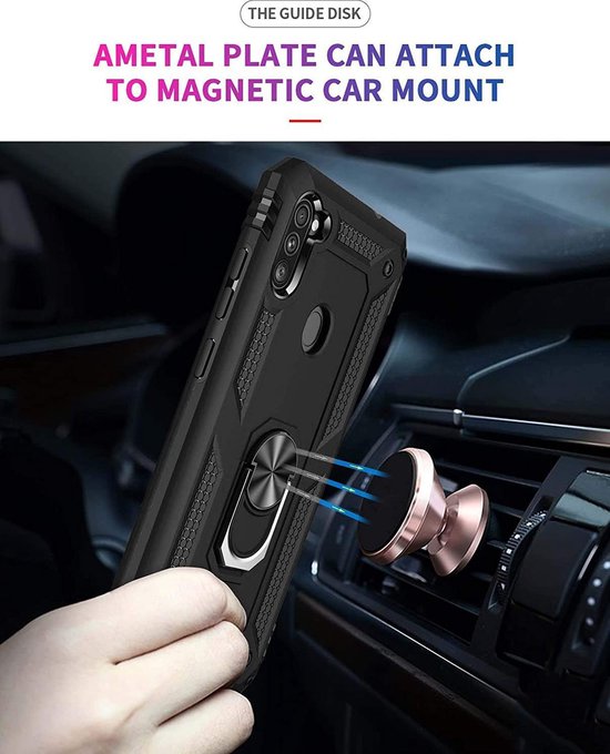 Samsung Galaxy M11 Hoesje - Zwart - Armor Kickstand Back Cover