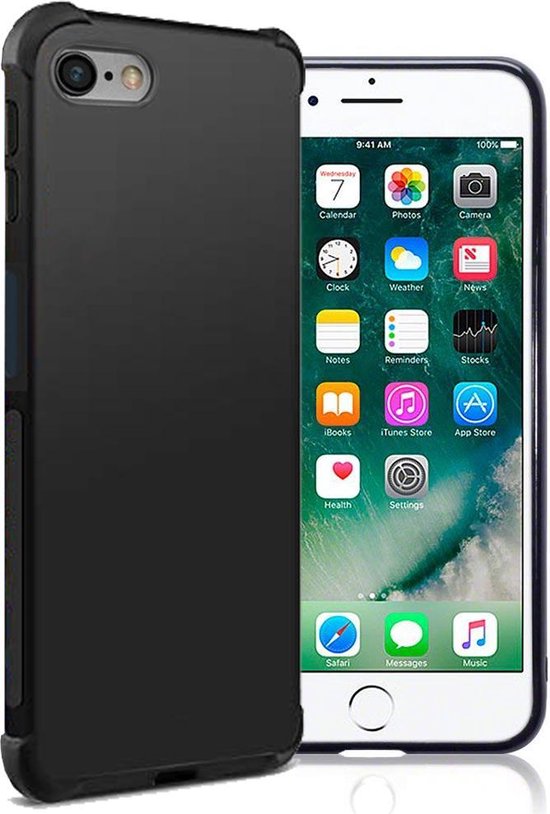 Apple iPhone 7 Hoesje - Zwart - Hybride Anti-Shock Back Cover
