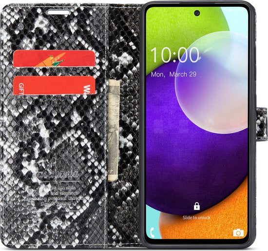 Samsung Galaxy A52 5G Hülle - Schwarz - Luxus Schlangenprint Klapphülle