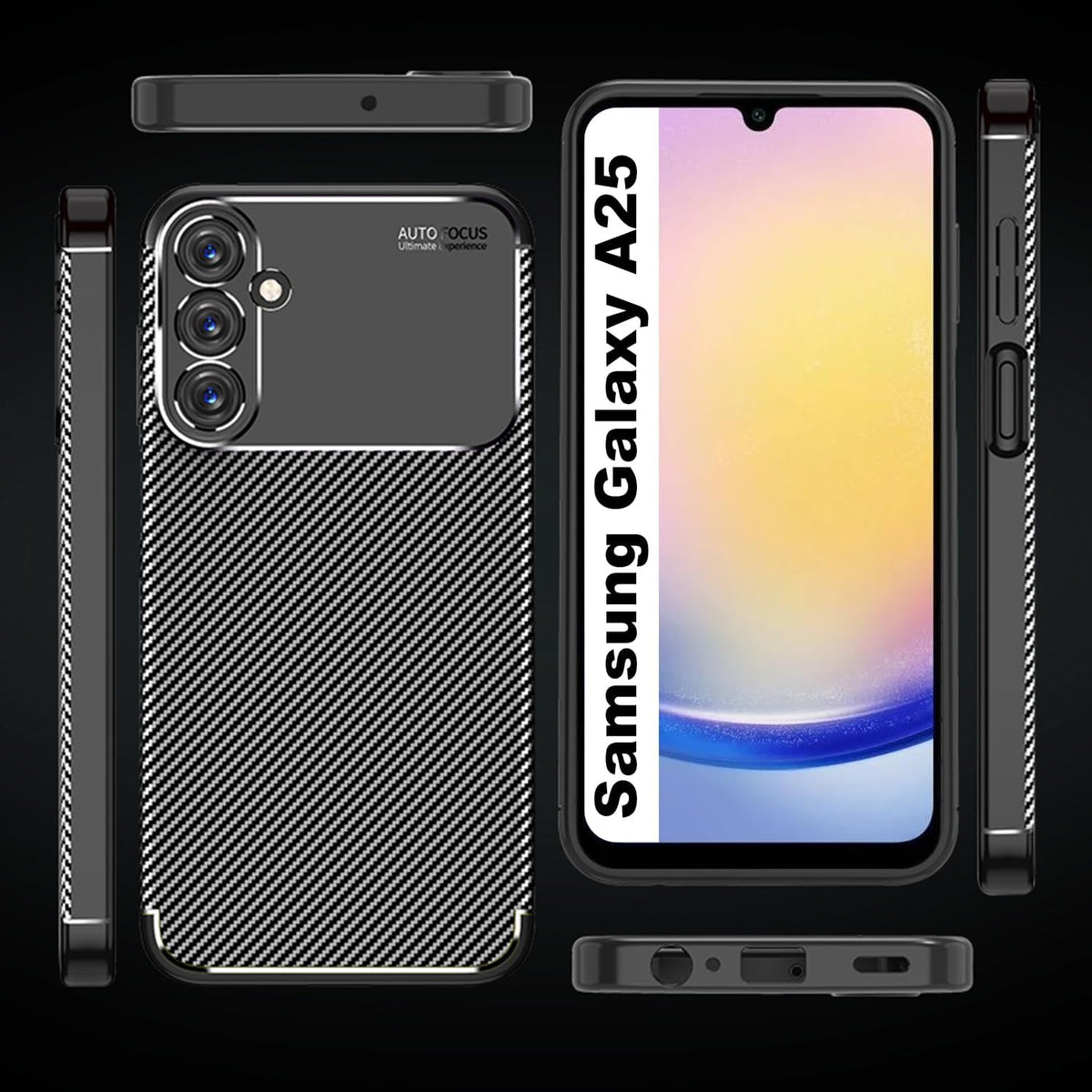 Samsung Galaxy A25 Hoesje - Zwart - Carbon Back Cover