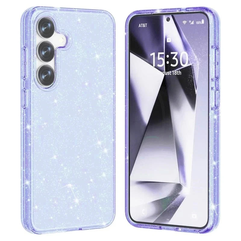 Samsung Galaxy S25 Plus Hoesje - Blauw - Glitter Back Cover