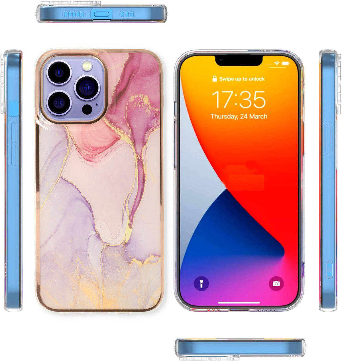 Apple iPhone 15 Pro Hoesje - Nova - Siliconen Marmer Back Cover