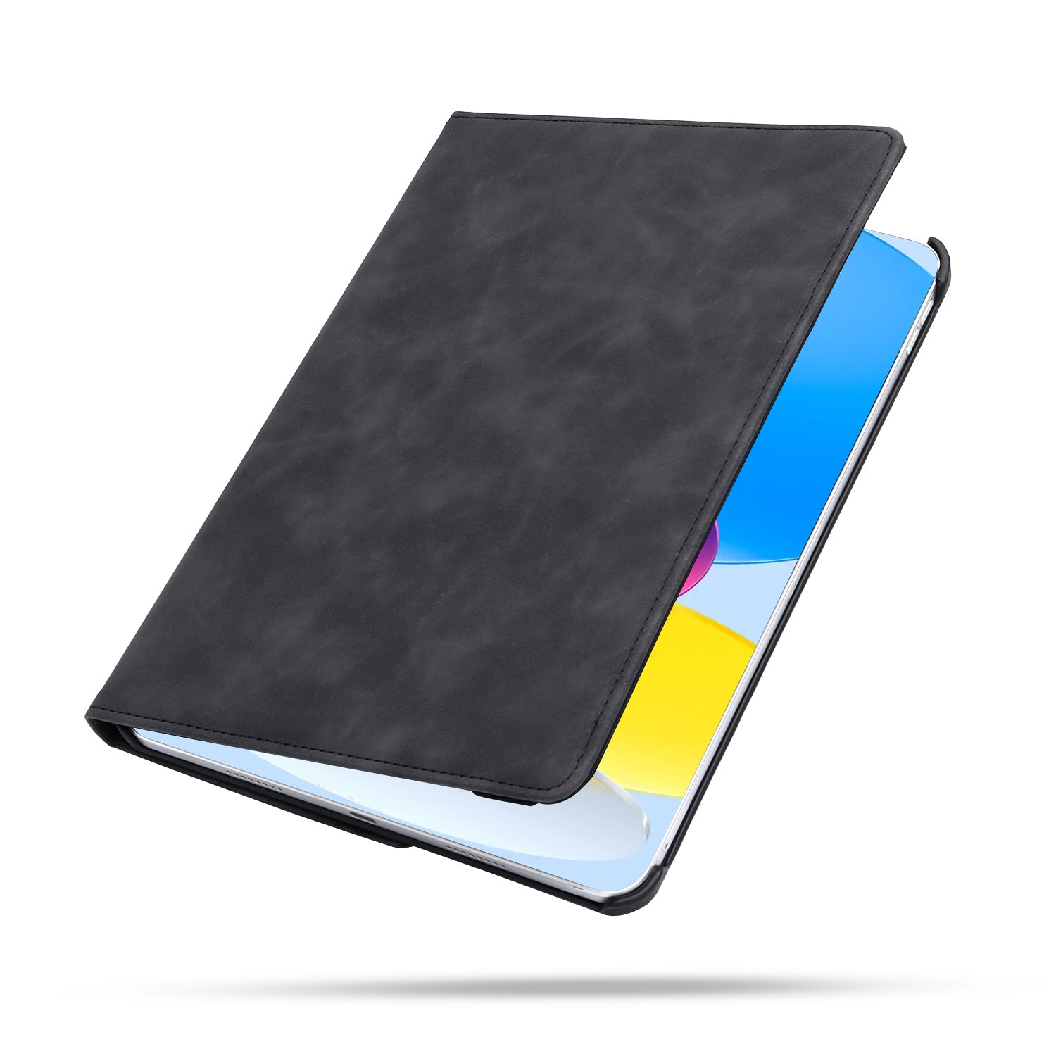 Draaibare hoes voor Apple iPad 2022 (10e generatie) in zwart met beschermd scherm, stijlvol en praktisch ontwerp.