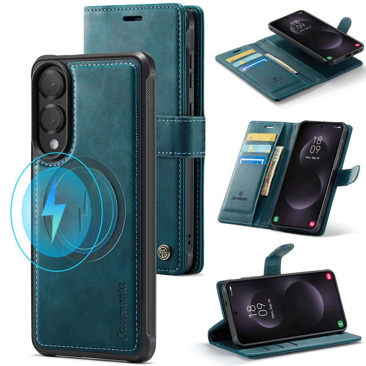 Samsung Galaxy S25 Edge Case - Emerald Green - Luxury 2-in-1 MagSafe Wallet Case