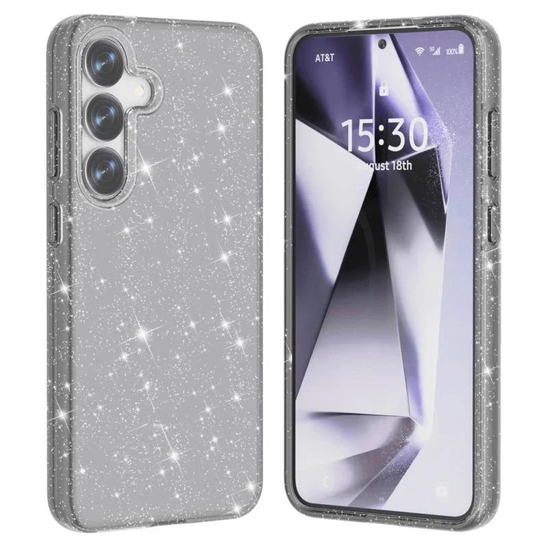 Samsung Galaxy S25 Plus Hoesje - Zwart - Glitter Back Cover