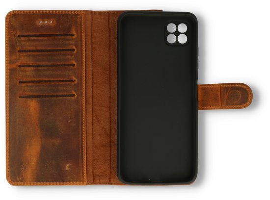 Samsung Galaxy A22 5G Case - Brown - Genuine Leather Wallet Case