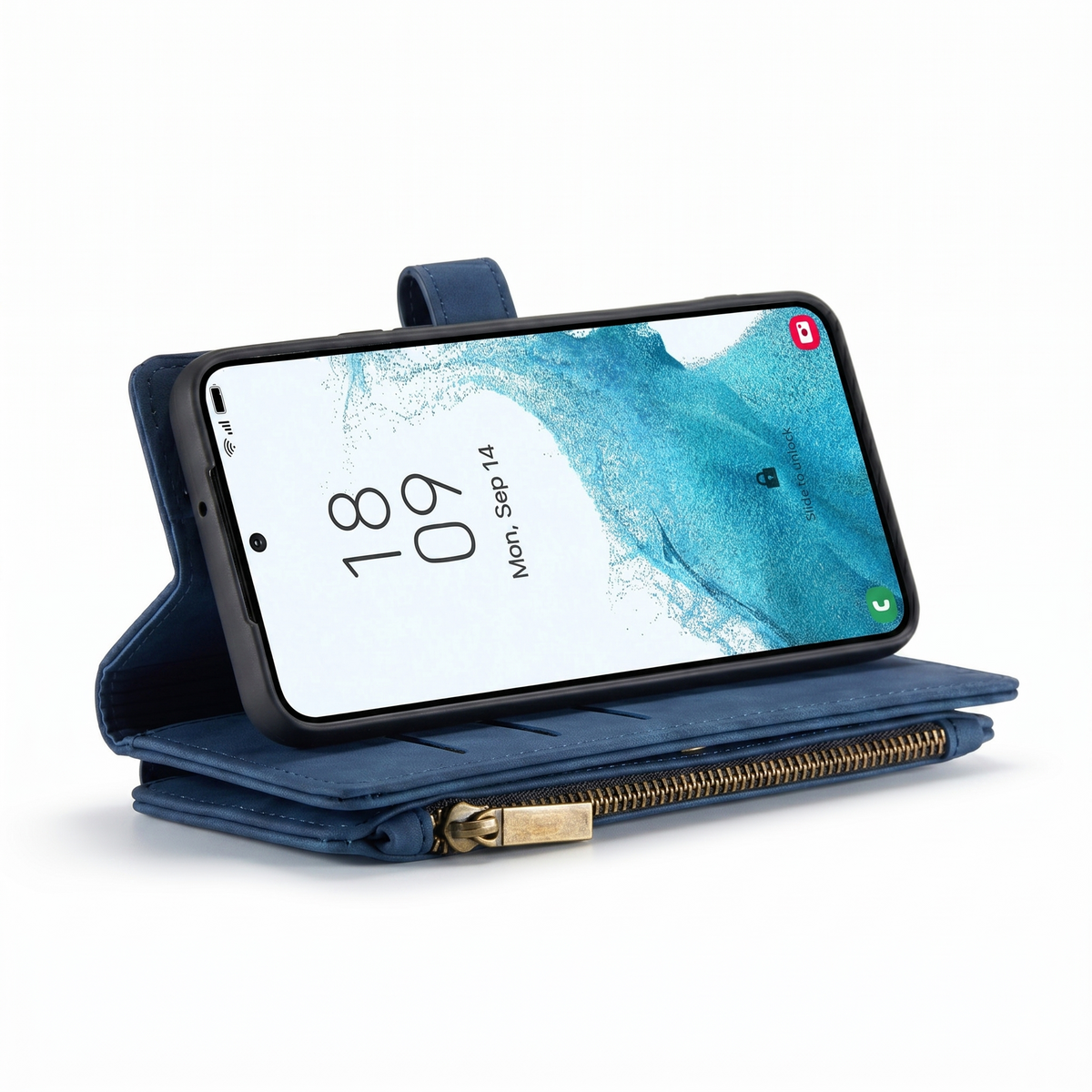 Samsung Galaxy Z Fold 4 Case - Navy Blue - 2-in-1 Wallet Case with 10 Card Slots