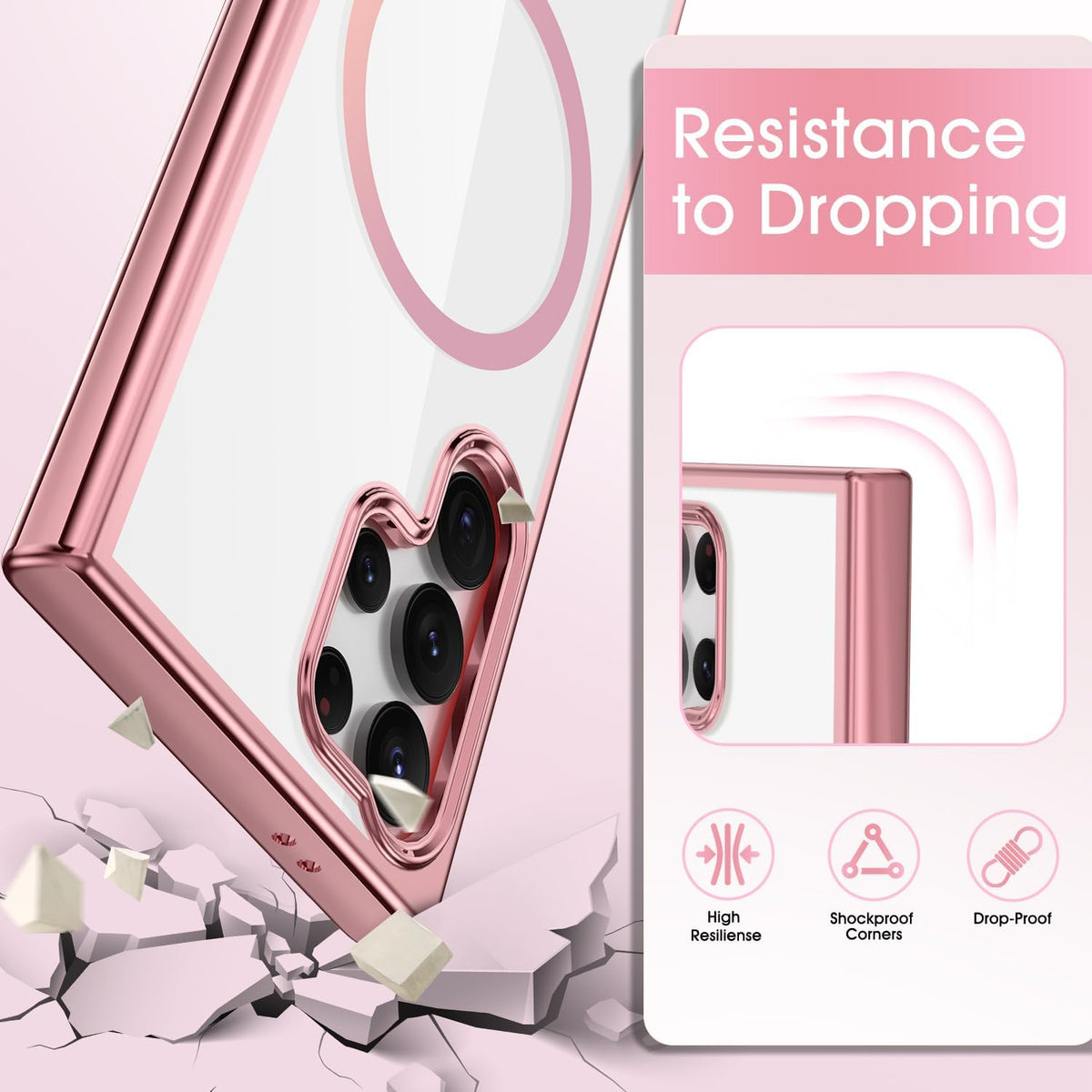 Samsung Galaxy S26 Ultra Hoesje - Rosegoud - Siliconen MagSafe Back Cover met Telefoonkoord