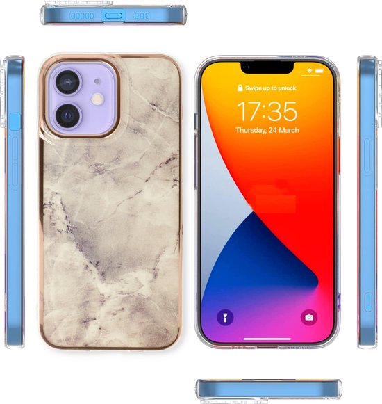 Coque iPhone 12/12 Pro - Pierre - Étui arrière en silicone marbre