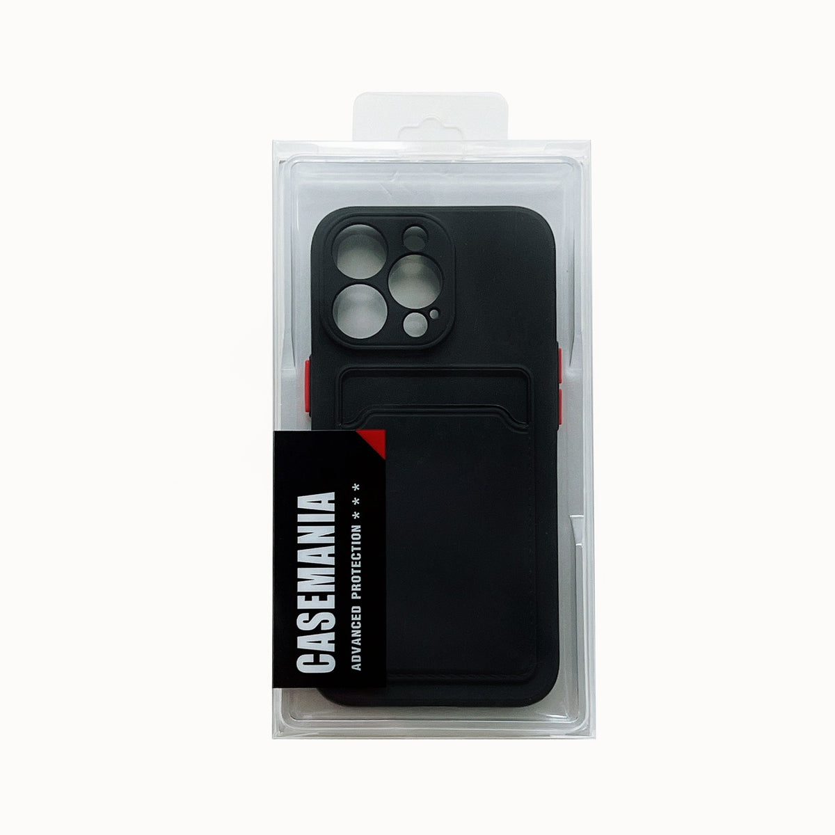 iPhone 14 Pro Max Hoesje - Zwart - Siliconen Back Cover met Pasjeshouder