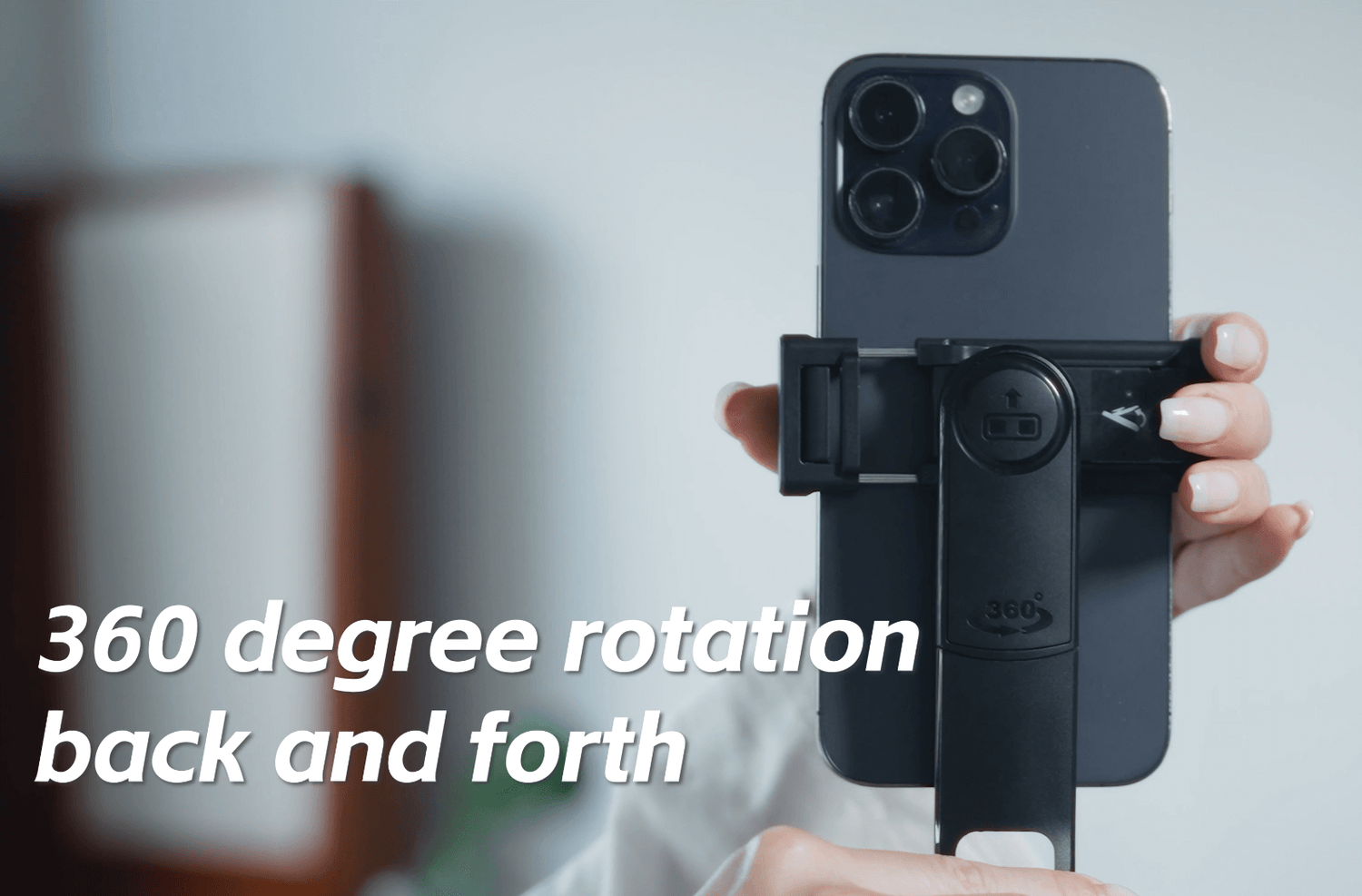 AI Telefoon Statief met 360° rotatie voor handsfree video-opnames en perfect kadrering.