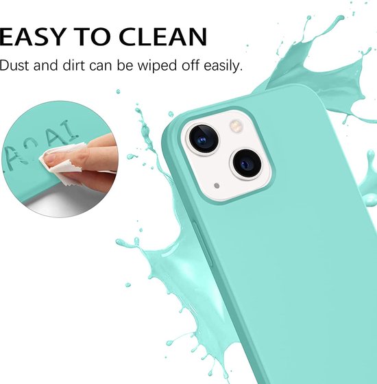 iPhone 14 Plus Hoesje - Turquoise - Siliconen Back Cover met Telefoonkoord