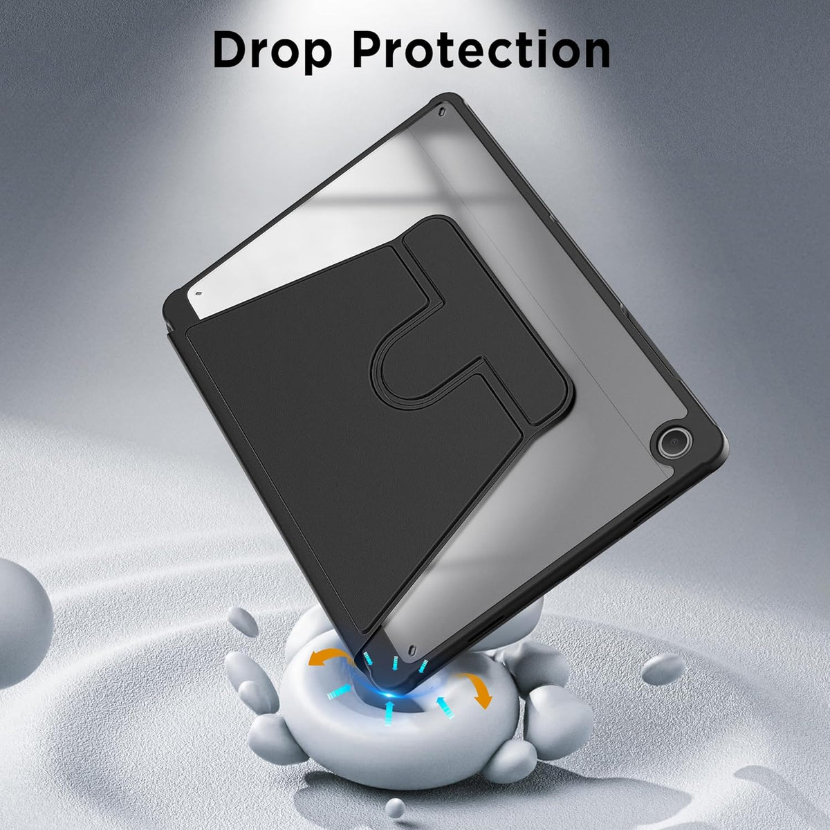 Samsung Galaxy Tab A11 Plus/A9 Plus Tablet Case - Black - 360° Rotating Tablet Cover with Clear Back