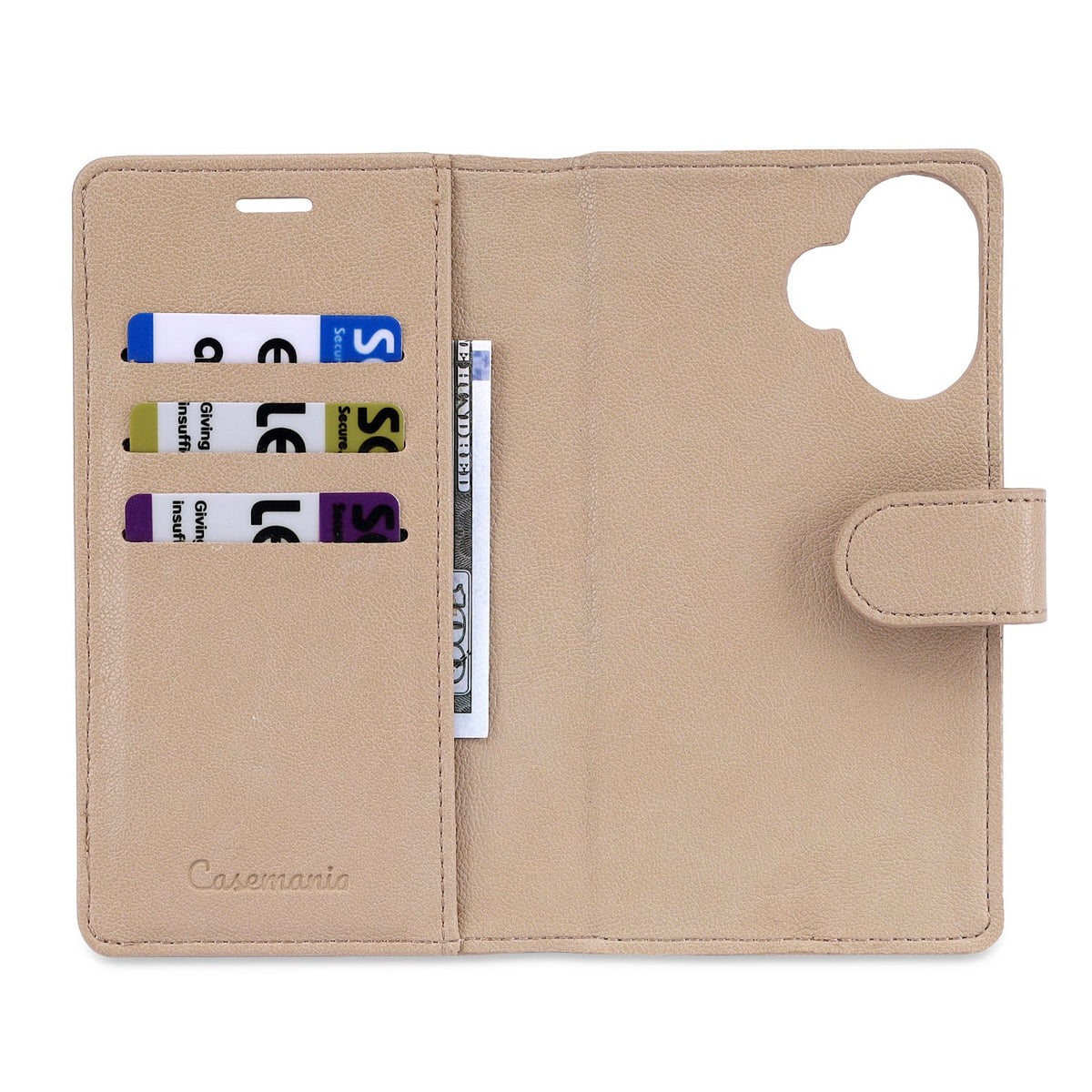 Apple iPhone 17 Case - Soft Beige - 2-in-1 Faux Leather Wallet Case