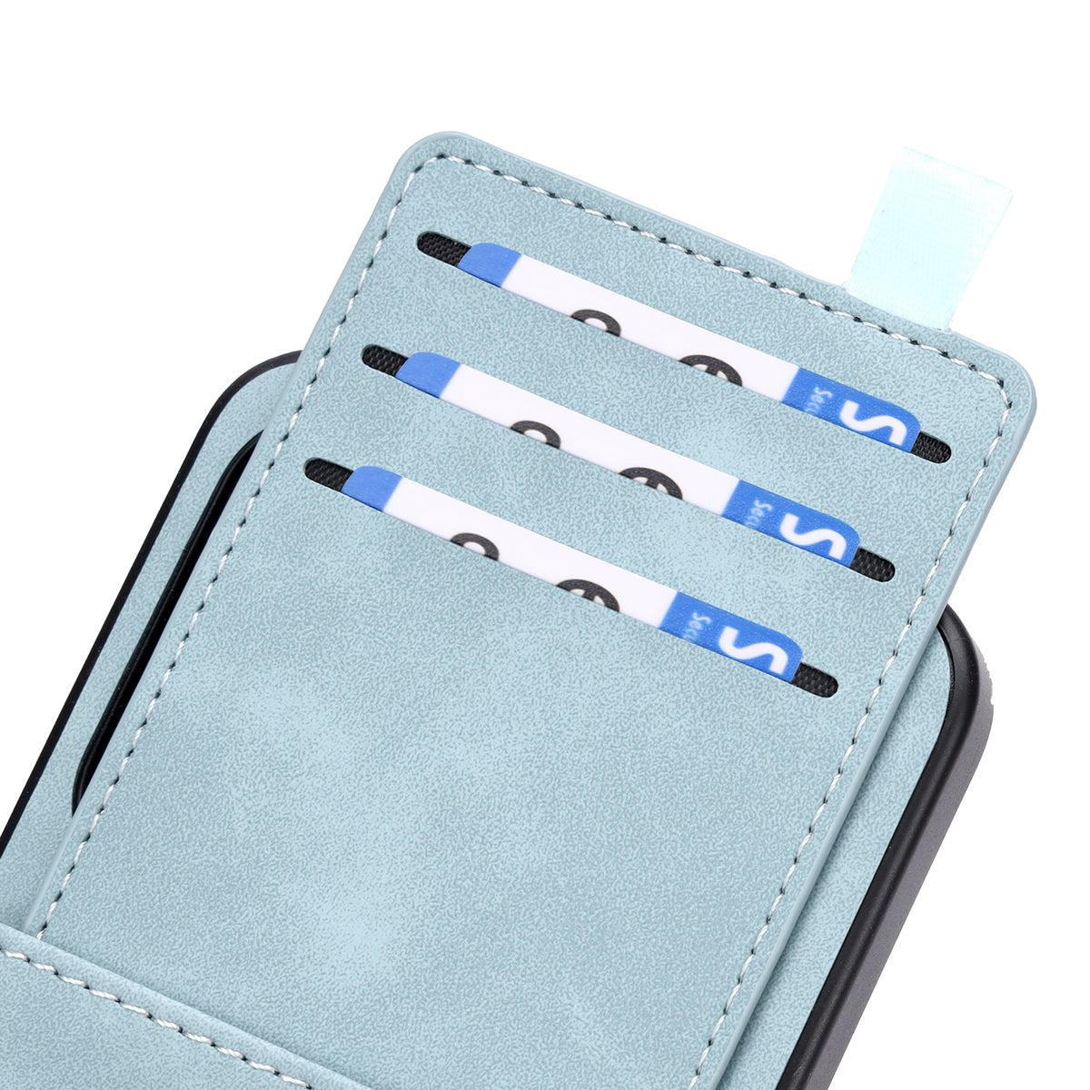Samsung Galaxy A27 Hoesje - Aqua Blue - Kunstleren Back Cover met Pull-Tab Pasjeshouder