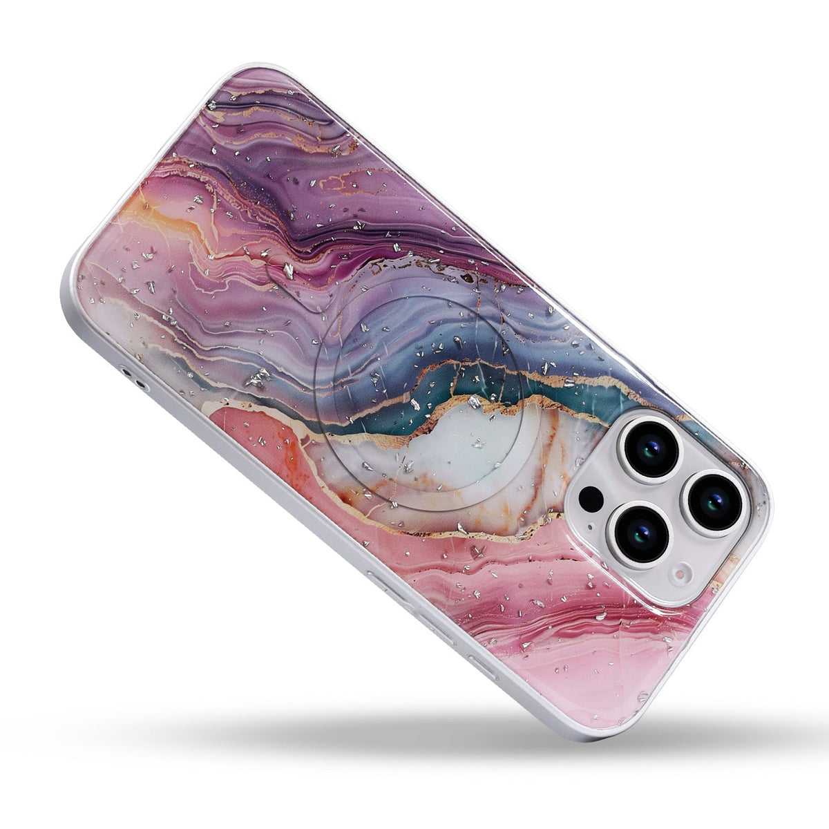 iPhone 16 Pro Max Hoesje - Roze - Marmer MagSafe Back Cover