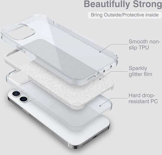 iPhone 13 Mini Case - Silver - Glitter Back Cover