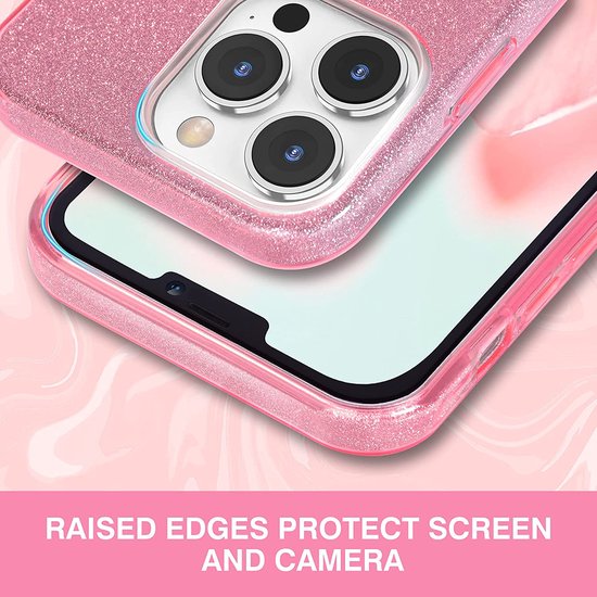 Apple iPhone 13 Pro Hoesje - Roze - Glitter MagSafe Back Cover
