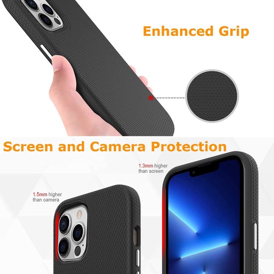 Apple iPhone 13 Pro Hoesje - Zwart - Anti Slip Back Cover
