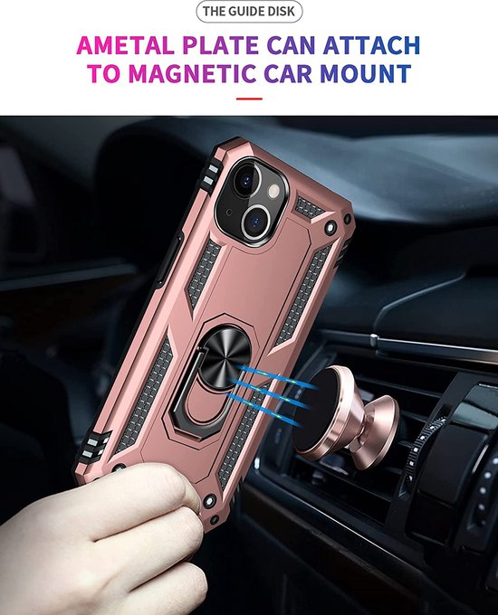 Apple iPhone 14 Hoesje - Roségoud - Armor Kickstand Back Cover