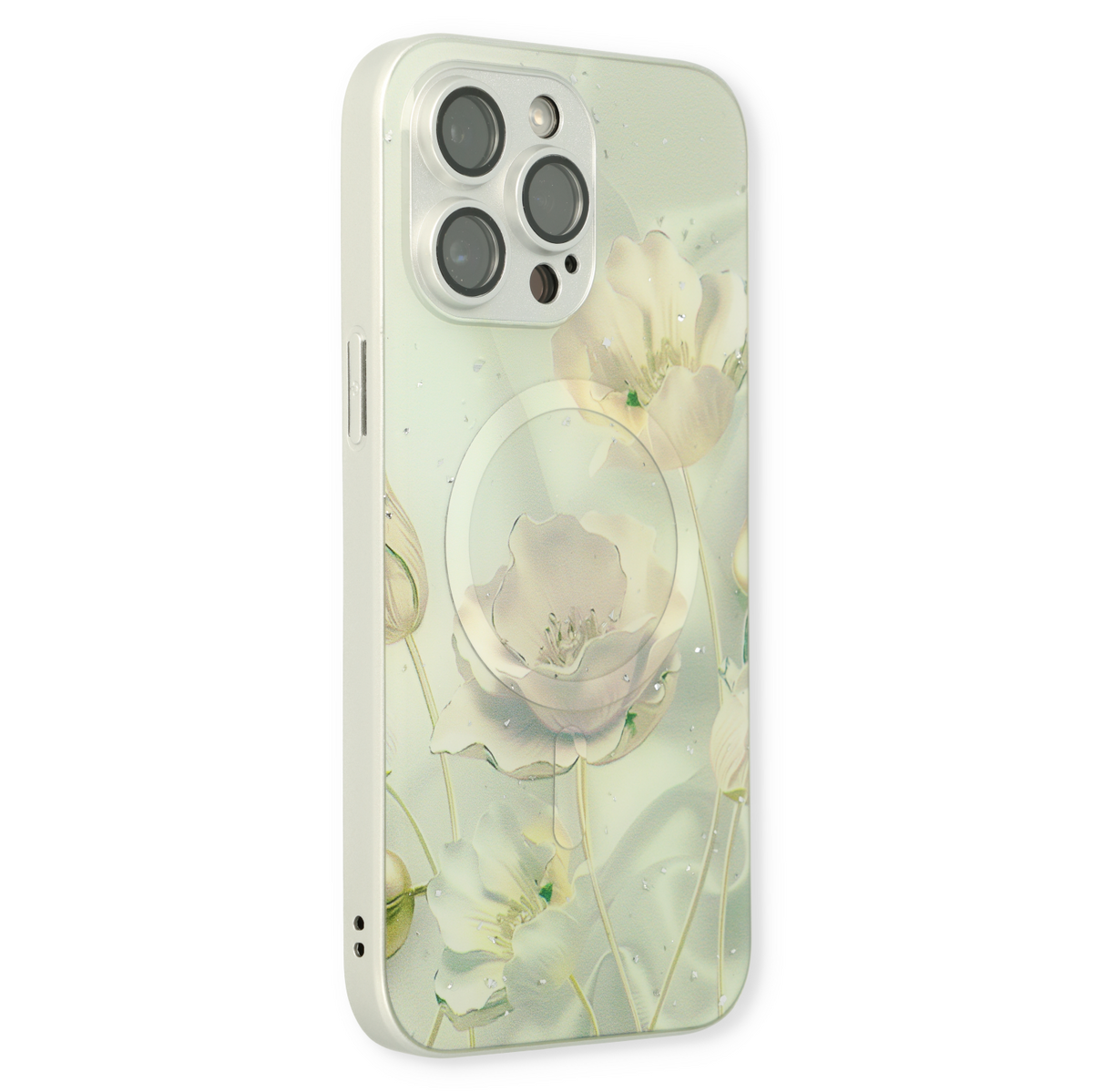Apple iPhone 14 Pro Hoesje - Groen - Siliconen Marmer MagSafe Back Cover