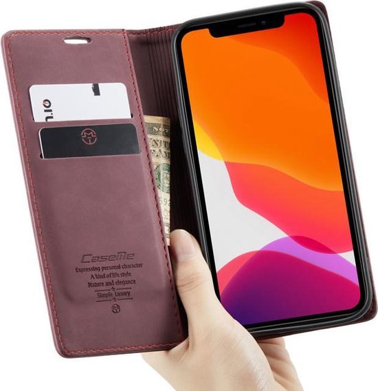 Apple iPhone 12 Mini Case - Bordeaux Red - Slim Wallet Case