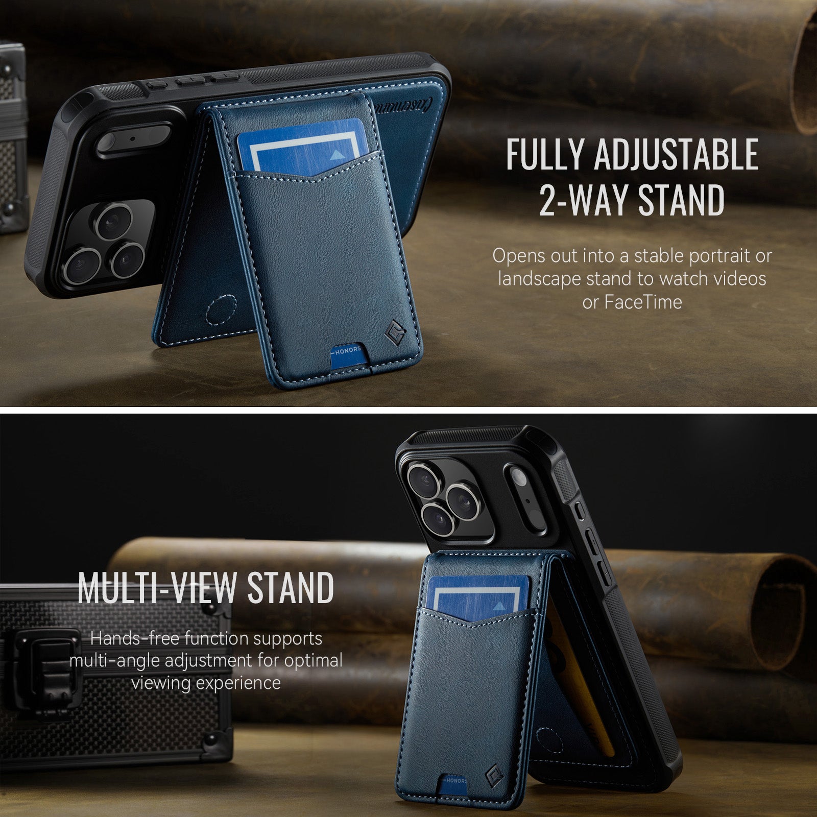 Hochwertige 2-in-1-Rückseite | Abnehmbarer Ständer mit Brieftaschenfunktion | für Apple iPhone