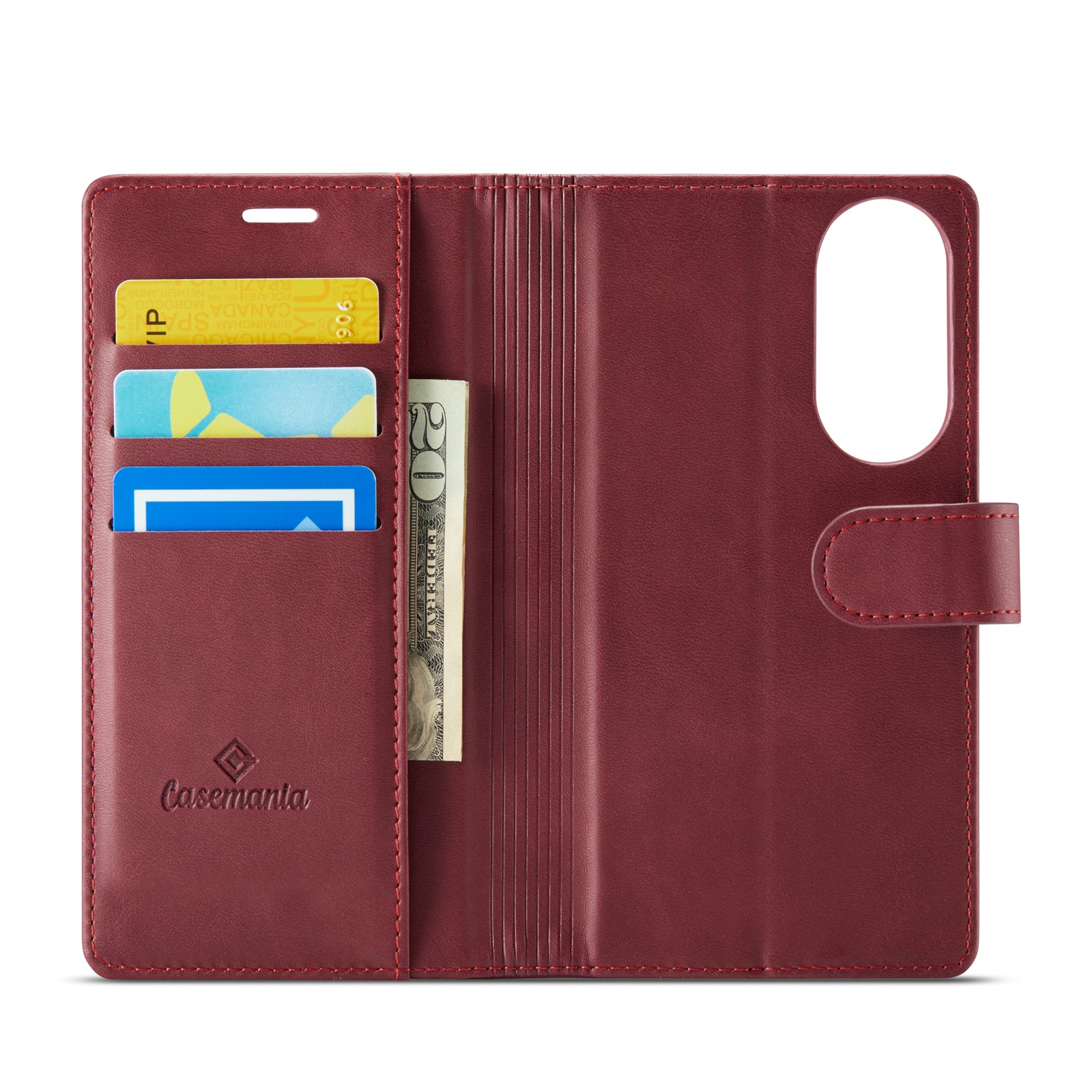 Snap Magnet+ | MagSafe‑Compatibel Luxe 2-in‑1 Bookcase | Burgundy Red