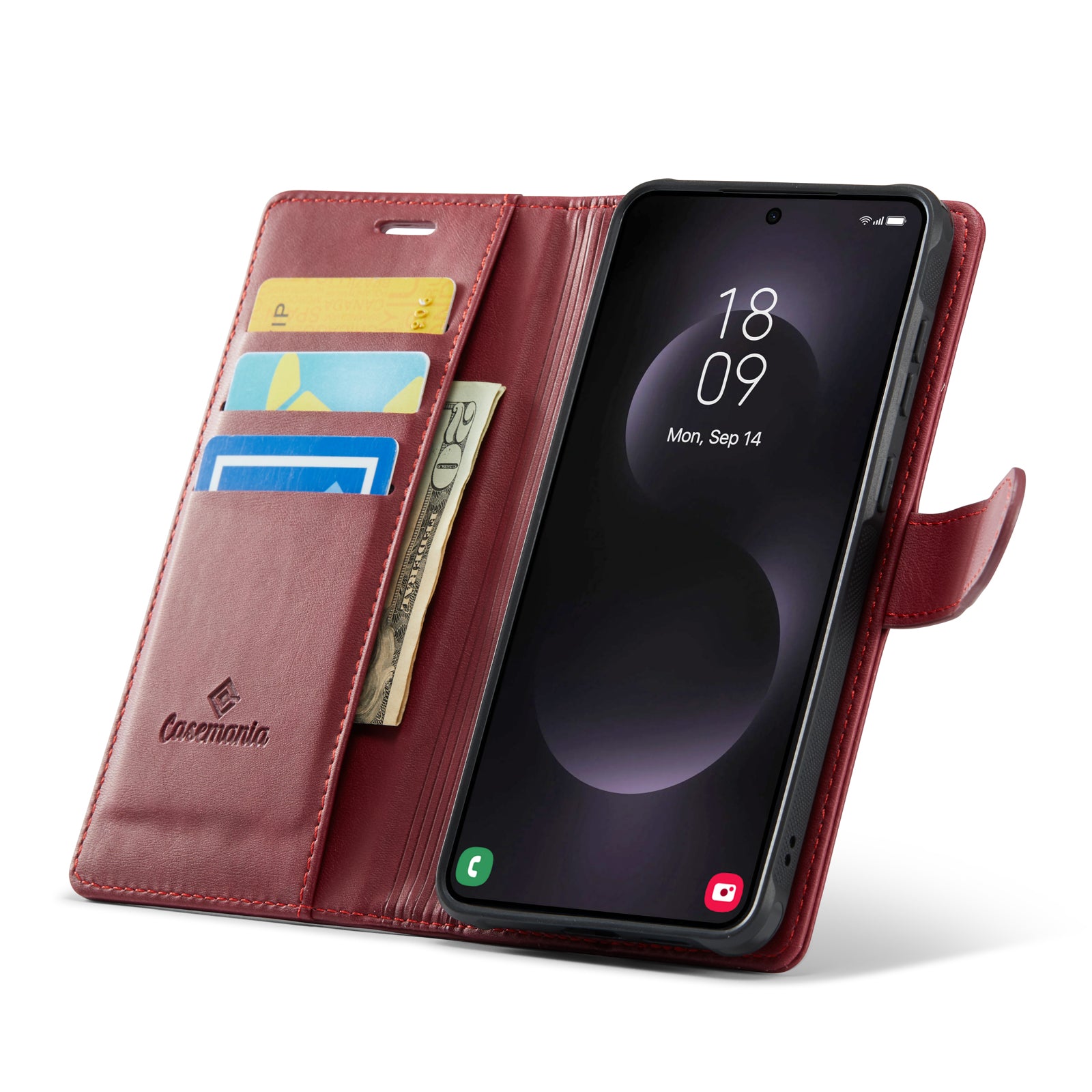 Snap Magnet+ | MagSafe‑Compatibel Luxe 2-in‑1 Bookcase | Burgundy Red