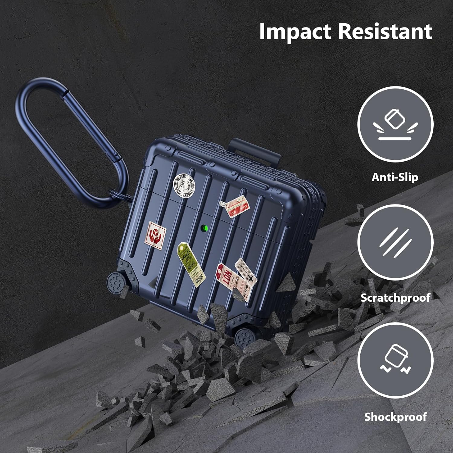 Koffer | Airpods Hoesje | Donker Blauw