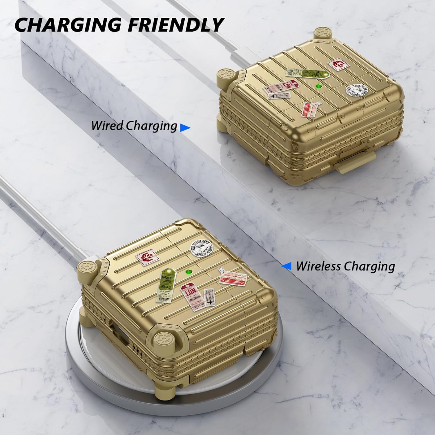 Koffer | Airpods Hoesje | Goud