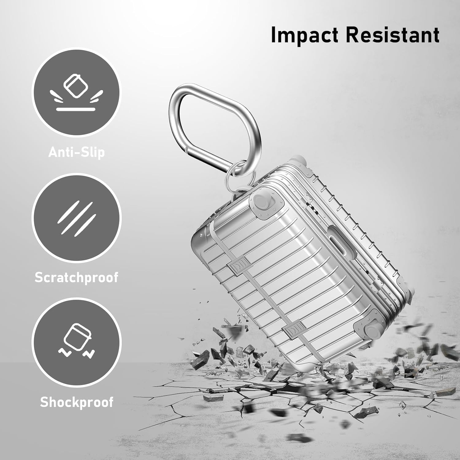 Koffer | Airpods Hoesje | Zilver